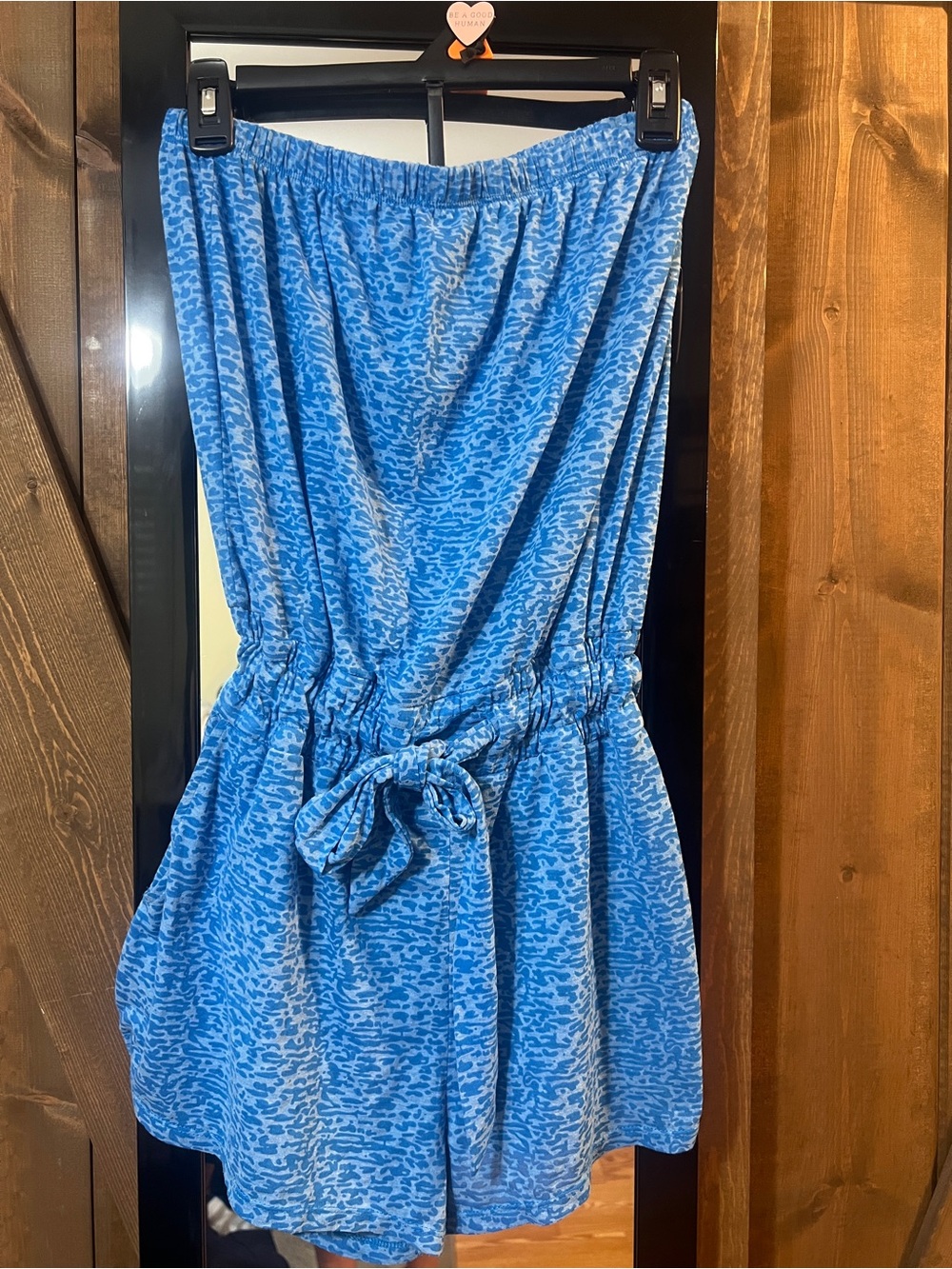 Lucky Brand Strapless Swim Coverup Romper with Tie Waist & Pockets -large